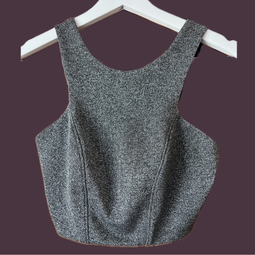 Topshop Sparkly Glitter Silver Crop Top